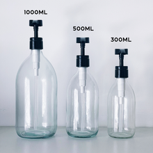 Load image into Gallery viewer, Clear Glass Syrup Dispenser Bottle With White Personalised Label And Plastic Pump