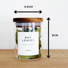 Load image into Gallery viewer, Glass Spice Jar With White Personalised Label And Airtight Acacia Wood Lid