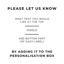 Load image into Gallery viewer, 5cm x 5cm Square White Waterproof Personalised Labels (3 text areas)