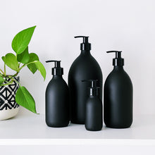Load image into Gallery viewer, Matt Black Glass Dispenser Bottle With Black Plastic Pump