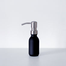 Load image into Gallery viewer, Matt Black Glass Dispenser Bottle With Silver Metal Pump