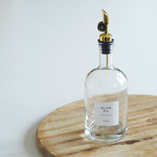 Load image into Gallery viewer, Chunky Glass Oil/Vinegar Pourer Bottle With White Personalised Label