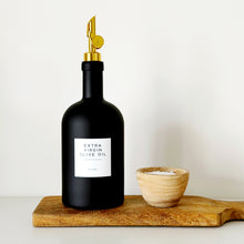 Load image into Gallery viewer, Matt Black Chunky Glass Oil / Vinegar Pourer Bottle With Personalised Label