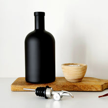 Load image into Gallery viewer, Matt Black Chunky Glass Oil / Vinegar Pourer Bottle With Personalised Label