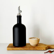 Load image into Gallery viewer, Matt Black Chunky Glass Oil / Vinegar Pourer Bottle With Personalised Label