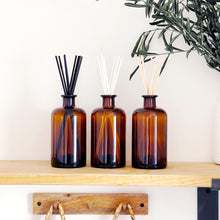 Load image into Gallery viewer, Large Amber Glass Apothecary Diffuser Bottle And Reeds