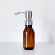 Load image into Gallery viewer, Amber Glass Or Plastic Dispenser Bottle With Silver Metal Pump