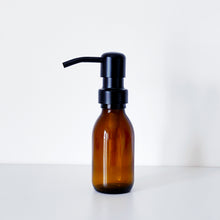 Load image into Gallery viewer, Amber Glass Or Plastic Dispenser Bottle With Black Metal Pump