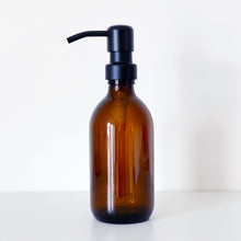 Load image into Gallery viewer, Amber Glass Or Plastic Dispenser Bottle With Black Metal Pump