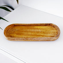 Load image into Gallery viewer, Wooden tray on a white surface with a plant in the background