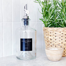 Load image into Gallery viewer, Clear Glass Oil / Vinegar Pourer Bottle With Black Label