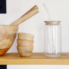 Load image into Gallery viewer, Reusable Glass with Bamboo Lid & Straw