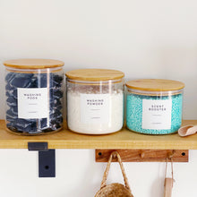 Load image into Gallery viewer, Extra Wide Glass Jar With White Personalised Label And Airtight Natural Bamboo Lid