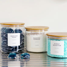 Load image into Gallery viewer, Extra Wide Glass Jar With White Personalised Label And Airtight Natural Bamboo Lid