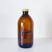 Load image into Gallery viewer, Amber Glass Or Plastic Bottle With Stamped Label & Gold Metal Screw Lid