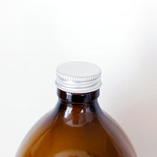 Load image into Gallery viewer, Amber Glass Or Plastic Bottle With White Label & Silver Metal Screw Lid