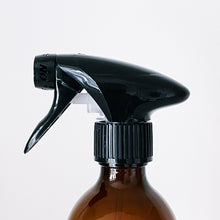 Load image into Gallery viewer, Amber Glass Or Plastic Trigger Spray Bottle With Stamped Personalised Label