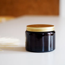 Load image into Gallery viewer, Amber Glass Jar With Personalised Label And Gold, Silver or Black Aluminium Lid