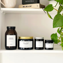 Load image into Gallery viewer, Amber Glass Jar With Personalised Label And Gold, Silver or Black Aluminium Lid