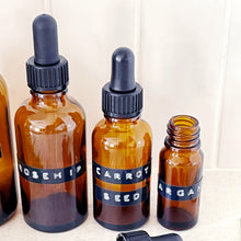Load image into Gallery viewer, Mini Amber Glass Dropper Bottle - Personalised Stamped Label