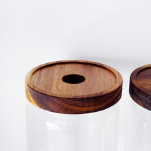 Load image into Gallery viewer, Tea, Coffee, Sugar Jars - Set Of 3 - Optional Wooden Tray