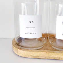 Load image into Gallery viewer, Tea, Coffee, Sugar Jars - Set Of 3 - Optional Wooden Tray