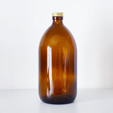Load image into Gallery viewer, Amber Glass Or Plastic Bottle With Gold Metal Screw Lid