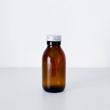 Load image into Gallery viewer, Amber Glass Or Plastic Bottle With Silver Metal Screw Lid