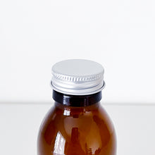 Load image into Gallery viewer, Amber Glass Or Plastic Bottle With Silver Metal Screw Lid