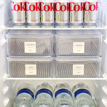 Load image into Gallery viewer, Fridge Storage Container With Lid & White Personalised Waterproof Label