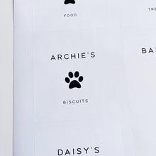 Load image into Gallery viewer, 8cm x 8cm Square White Paw Print Pet Labels