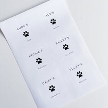 Load image into Gallery viewer, 8cm x 8cm Square White Paw Print Pet Labels