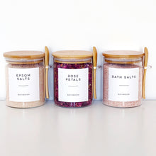 Load image into Gallery viewer, Glass Storage Jar With White Waterproof Personalised Label, Natural Bamboo Lid And Spoon