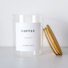 Load image into Gallery viewer, Set Of 3 Glass & Bamboo Jars - Tea, Coffee & Sugar