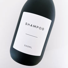 Load image into Gallery viewer, Matt Black Glass Dispenser Bottle With Personalised Label & Black Plastic Pump