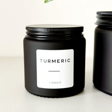 Load image into Gallery viewer, Matt Black Glass Jar With Personalised Label And Gold, Silver or Black Aluminium Lid