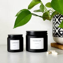 Load image into Gallery viewer, Matt Black Glass Jar With Personalised Label And Gold, Silver or Black Aluminium Lid