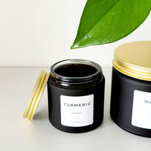 Load image into Gallery viewer, Matt Black Glass Jar With Personalised Label And Gold, Silver or Black Aluminium Lid