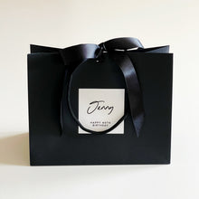 Load image into Gallery viewer, Personalised Luxury Black Gift Bag & Black Ribbon
