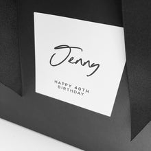 Load image into Gallery viewer, Personalised Luxury Black Gift Bag & Black Ribbon