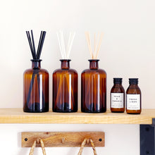 Load image into Gallery viewer, Large Amber Glass Apothecary Diffuser Bottle And Reeds