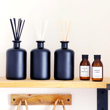 Load image into Gallery viewer, Large Matt Black Glass Apothecary Diffuser Bottle And Reeds