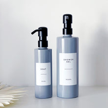 Load image into Gallery viewer, Personalised Plastic Dispenser Bottle With Waterproof Label And Metal Pump