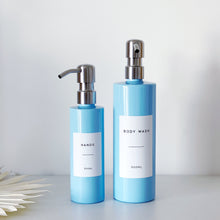 Load image into Gallery viewer, Personalised Plastic Dispenser Bottle With Waterproof Label And Metal Pump
