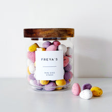 Load image into Gallery viewer, Mini Egg Storage Jar With Personalised Label - Choice Of Sizes - No Eggs Included
