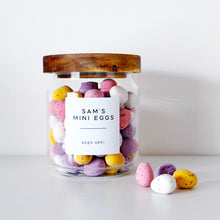 Load image into Gallery viewer, Mini Egg Storage Jar With Personalised Label - Choice Of Sizes - No Eggs Included