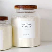 Load image into Gallery viewer, Ribbed Glass Storage Jar With Acacia Wood Lid & Personalised Label