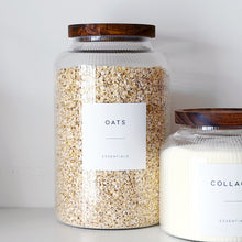 Load image into Gallery viewer, Ribbed Glass Storage Jar With Acacia Wood Lid & Personalised Label