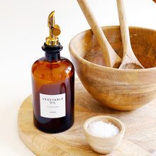 Load image into Gallery viewer, Amber Glass Oil / Vinegar Pourer Bottle With Personalised Label