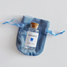 Load image into Gallery viewer, First Tooth Bottle - Personalised Label - Pink Or Blue Velvet Pouch